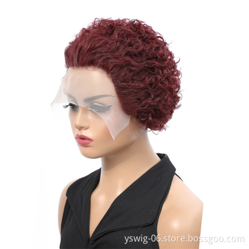 Highknight Pixie Cut Human Hair Wig Short Curly Bob Pixie Cut Lace Front Wig Pixie Curls Bob Wigs
